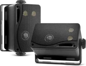 Pyle 3-way Mini Box Speaker System - 3.5 Inch 200 Watt Waterproof Marine Grade Mount Speakers - in a Heavy Duty ABS Enclosure Grill - Home, Boat, Poolside, Patio Indoor Outdoor Use (Black)
