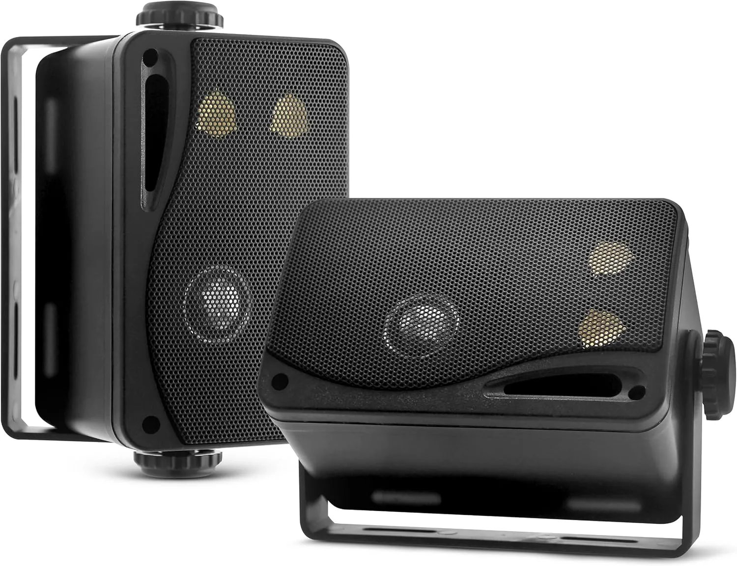 Pyle 3-way Mini Box Speaker System - 3.5 Inch 200 Watt Waterproof Marine Grade Mount Speakers - in a Heavy Duty ABS Enclosure Grill - Home, Boat, Poolside, Patio Indoor Outdoor Use (Black)