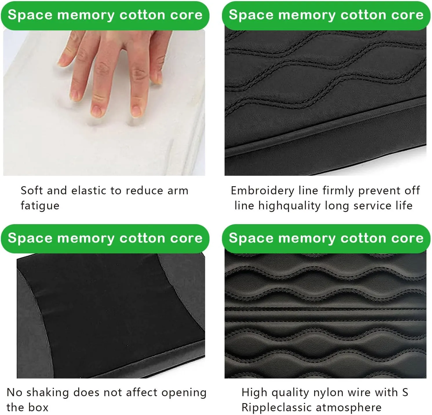 QODOLSI 1 PC Car Memory Cotton Hand Armrest Pads, Armrest Boxes Increase Pads, Four Seasons Universal Armrest Boxes, Central Console Lid Protector, Suitable for Most Cars (Black)