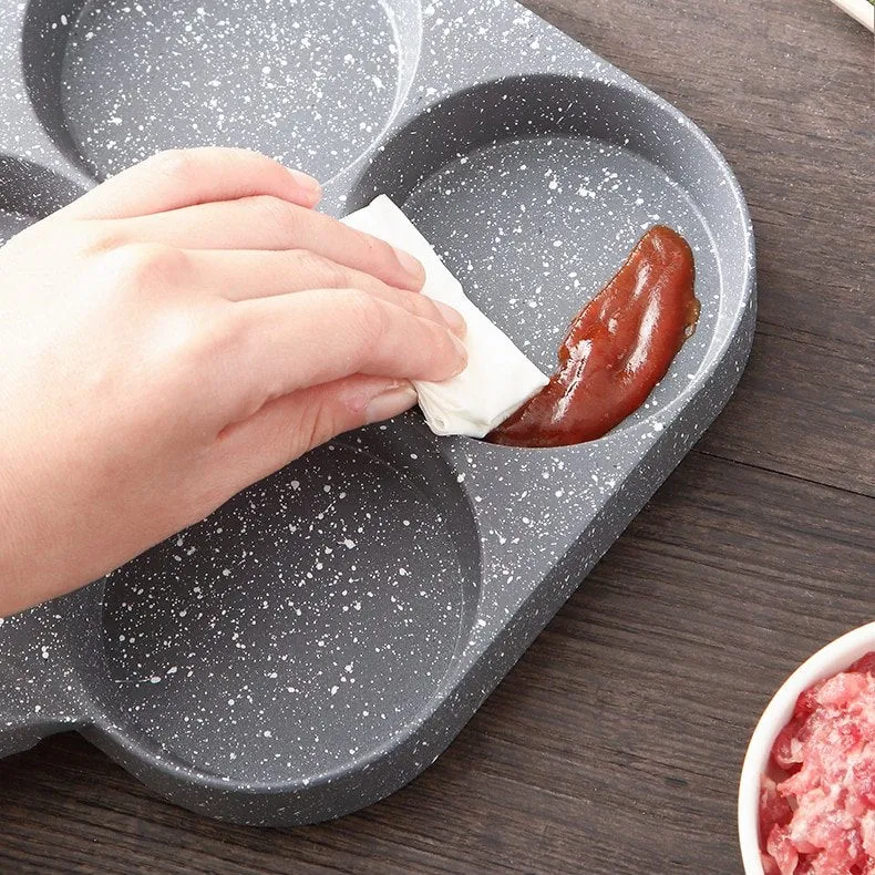 Quad Non-Stick Frying Pan Four-Hole Eggs & Pancakes Kitchen Cooking Skillet