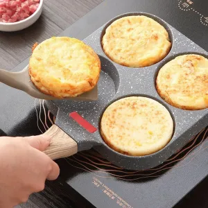 Quad Non-Stick Frying Pan Four-Hole Eggs & Pancakes Kitchen Cooking Skillet