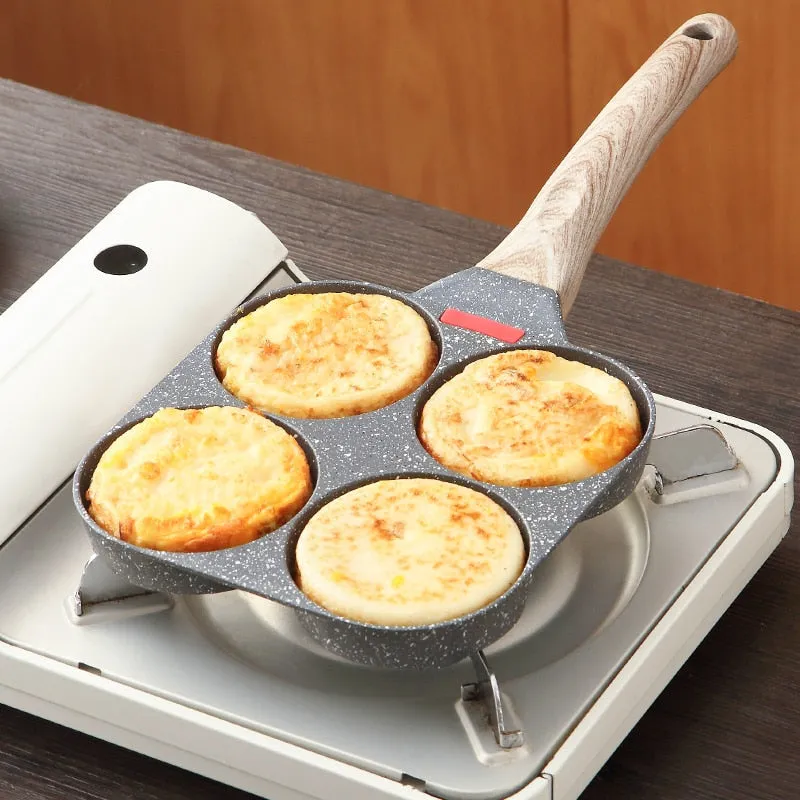 Quad Non-Stick Frying Pan Four-Hole Eggs & Pancakes Kitchen Cooking Skillet