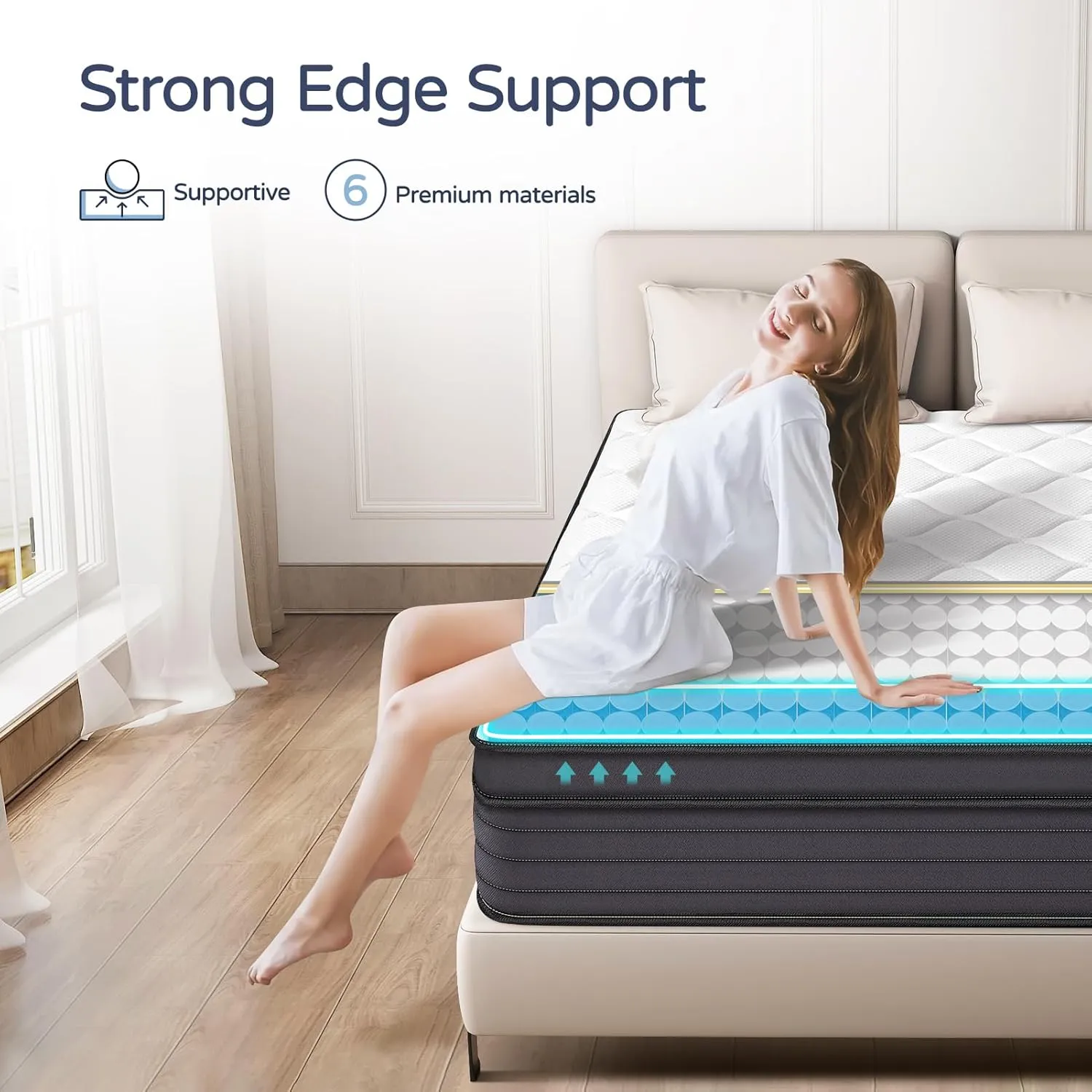 Queen Mattress - 14 Inch Hybrid Queen Size Mattress in a Box, Gel Memory Foam Queen Matress with Motion Isolation and Pressure Relief, Strong Edge Support and Pocket Springs, Medium Firm