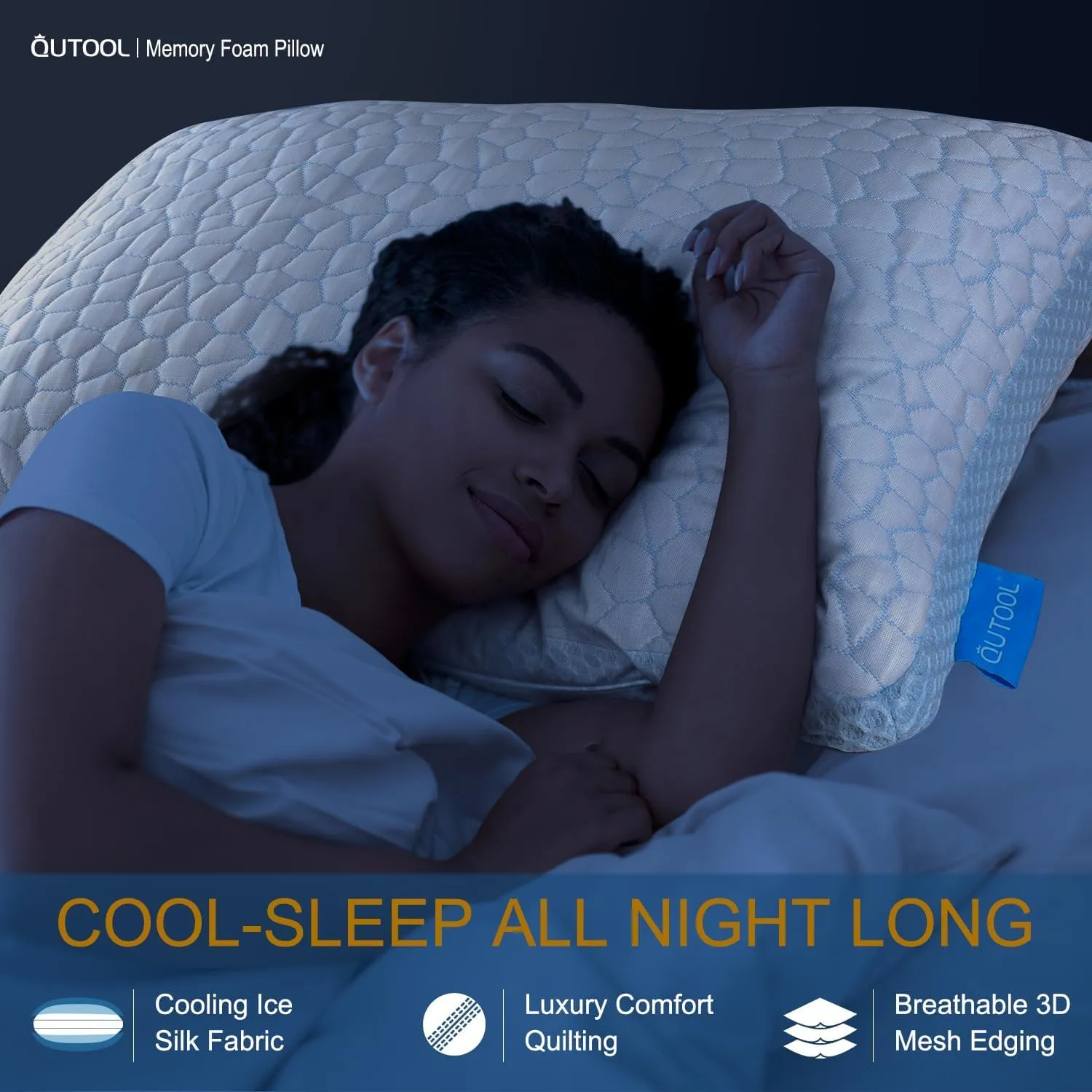 QUTOOL Enhanced Cooling Pillows for Sleeping, Shredded Memory Foam Pillows 2 Pack, Bed Pillows Standard Size Set of 2, Support Yet Soft Pillow for Side, Back Sleepers
