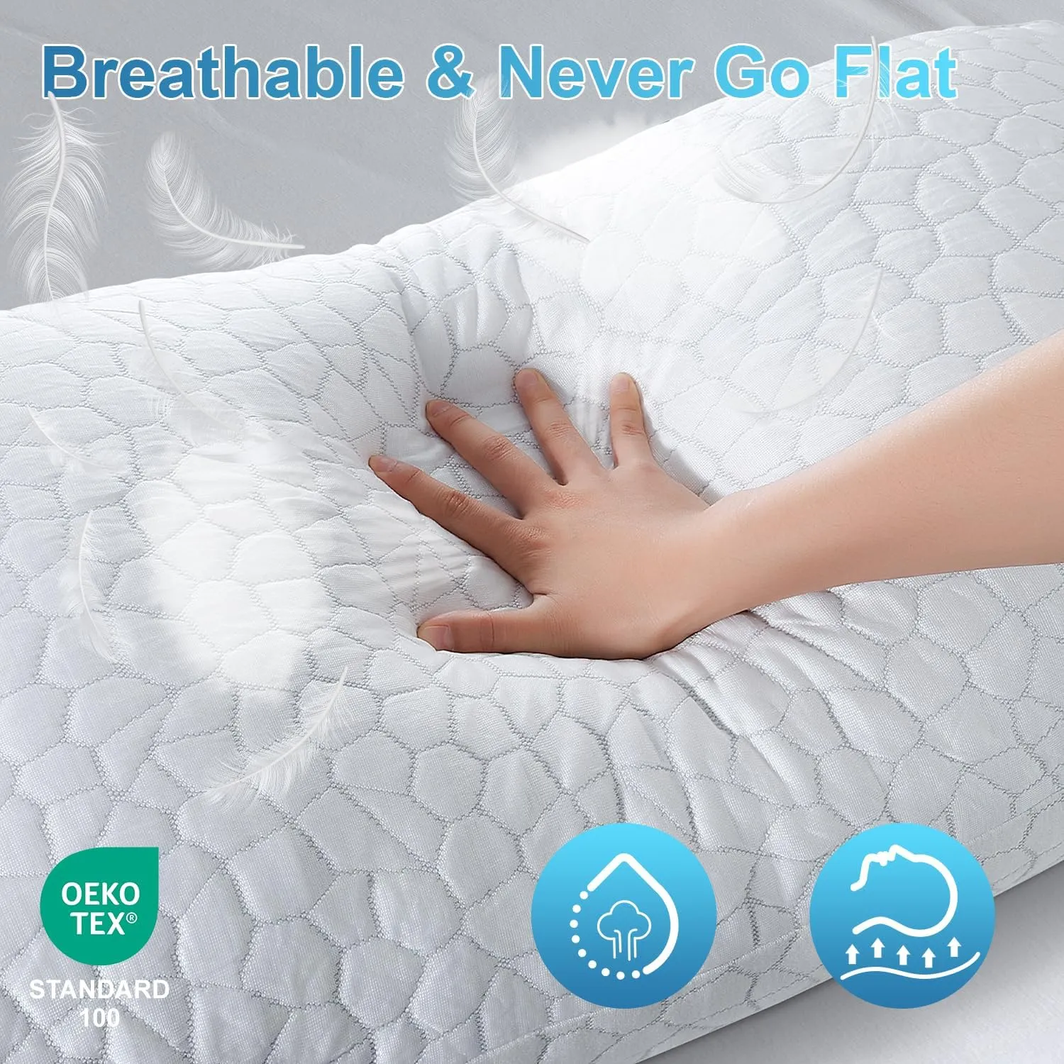 QUTOOL Shredded Memory Foam Pillows for Sleeping Queen Size, Cooling Gel Pillows for Hot Sleepers Adjustable Bed Pillow for Side and Back Sleeper, Breathable, Neck Support, White, Gifts for Father