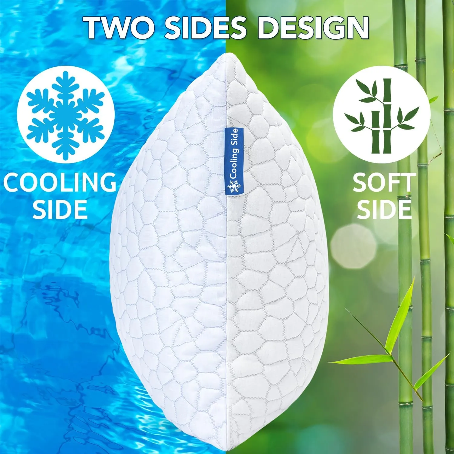 QUTOOL Shredded Memory Foam Pillows for Sleeping Queen Size, Cooling Gel Pillows for Hot Sleepers Adjustable Bed Pillow for Side and Back Sleeper, Breathable, Neck Support, White, Gifts for Father
