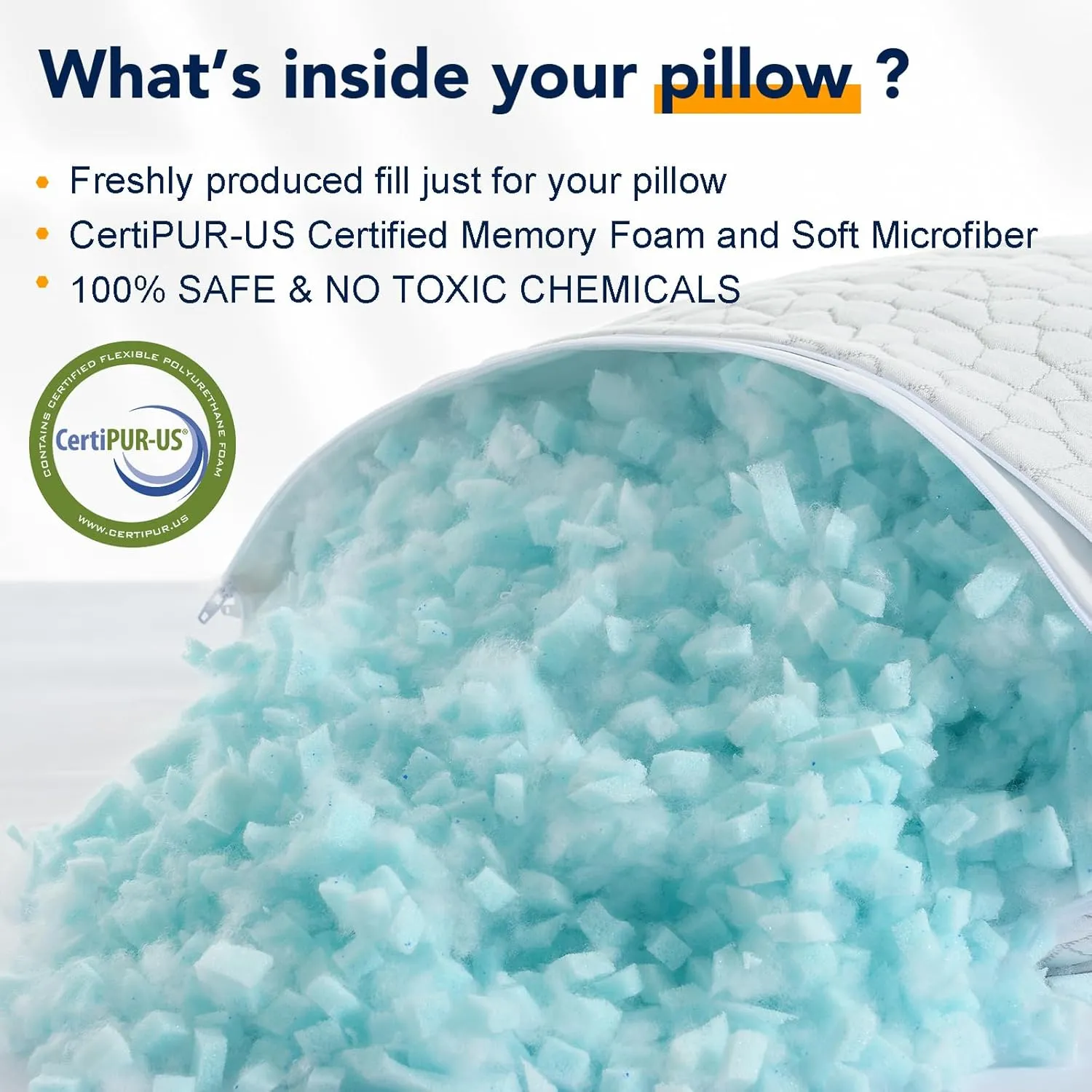 QUTOOL Shredded Memory Foam Pillows for Sleeping Queen Size, Cooling Gel Pillows for Hot Sleepers Adjustable Bed Pillow for Side and Back Sleeper, Breathable, Neck Support, White, Gifts for Father