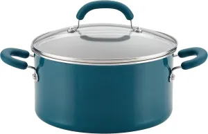 Rachael Ray Create Delicious Nonstick Stock Pot/Stockpot with Lid - 6 Quart, Blue