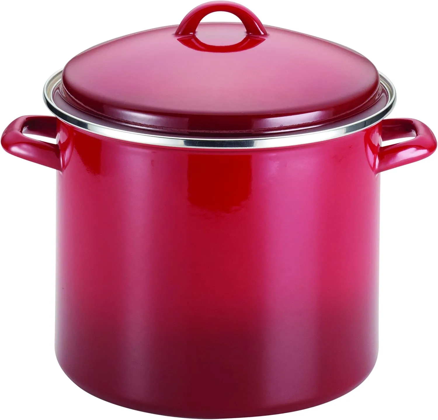 Rachael Ray Enamel on Steel Stock Pot/Stockpot with Lid, 12 Quart, Red Gradient