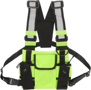 Radio Chest Harness with Reflective Strips, Adjustable Shoulder Holster Radio Vest Holder Two Way Radio Vest Rig Walkie Talkie Case with Front Pack Pouch Radio Chest Harness with Reflective Strips, Adjustable Shoulder Holster Radio Vest Holder Two Way Radio Vest Rig Walkie Talkie Case with Front Pack Pouch