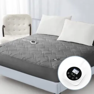 Reaks Electric Mattress Pad Full Size, Quilted Heated Mattress Pad Single Control with 10 Heat Settings, ETL Certified Bed Warmer with Timer for 1-12 Hours Auto Off, Lighted Button, Grey