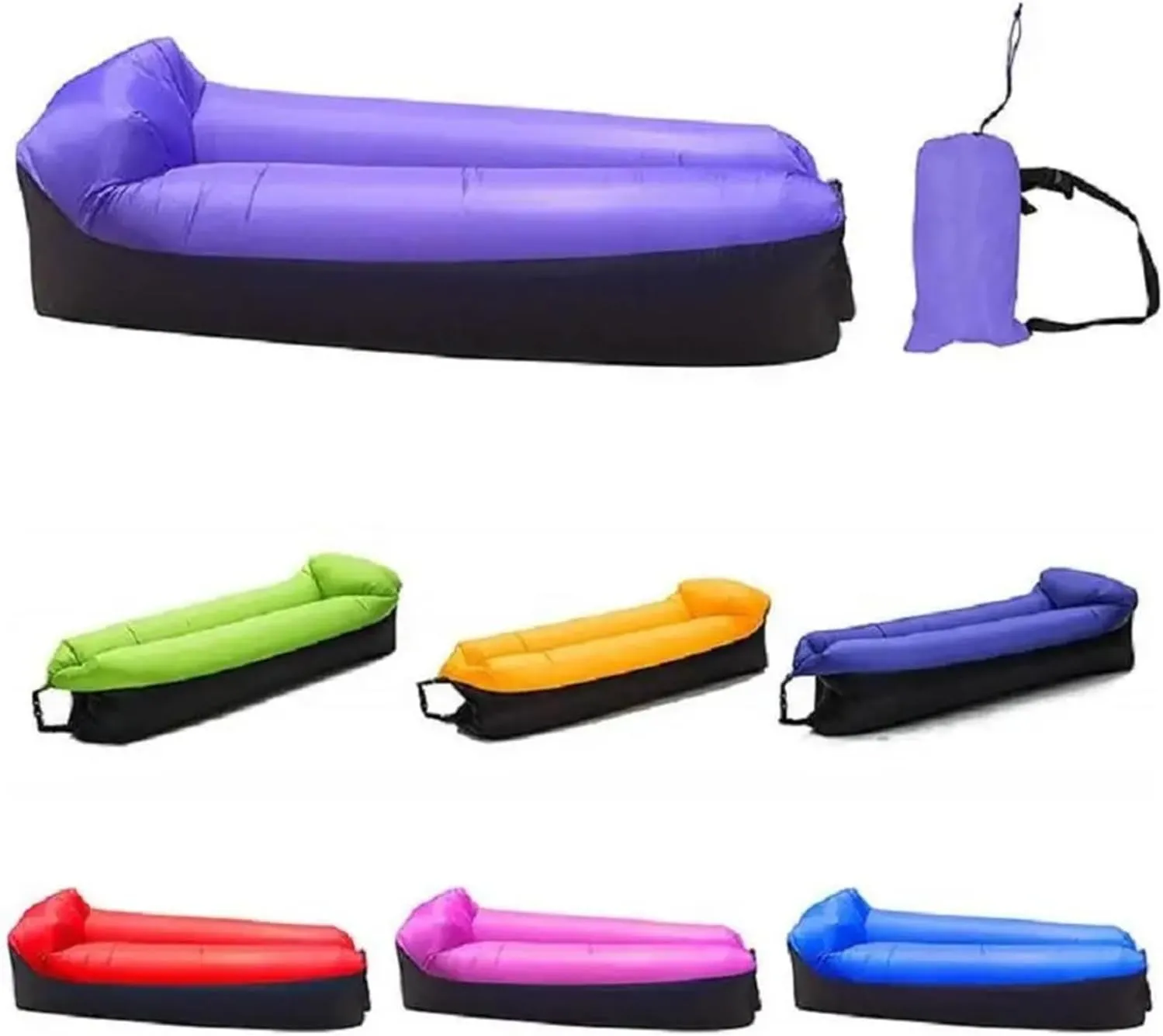 Recliner Inflatable Sofa Bag Camping Lazy Sleeping Bags Air Bed Adult Beach Lounge Chair Folding Camping Sleeping Bag Portable (Color : Rose)