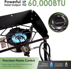 Red Mountain Valley Two Burner Camping Gas Stove with Grey Tabletop Smokeless Fire Pit