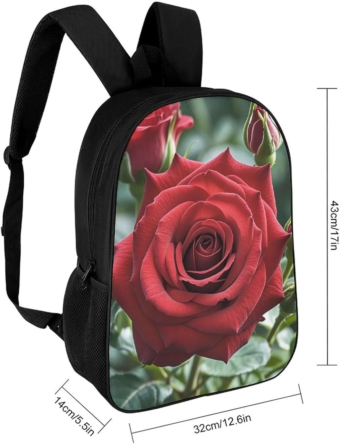 Red Rose Flower Backpack, Laptop Backpack for Men, 17 Inch Travel Hiking Daypack, Casual Backpack