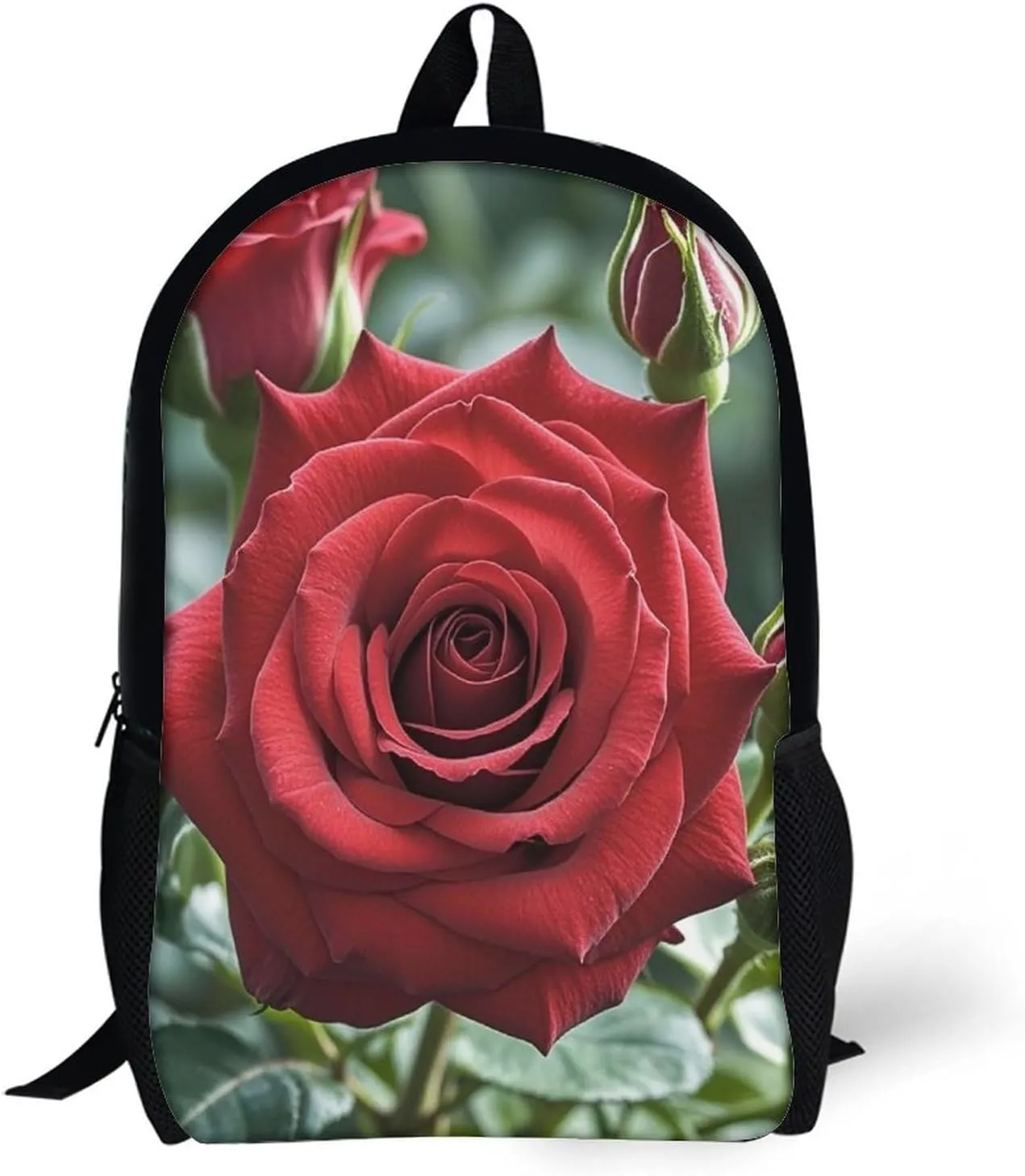 Red Rose Flower Backpack, Laptop Backpack for Men, 17 Inch Travel Hiking Daypack, Casual Backpack