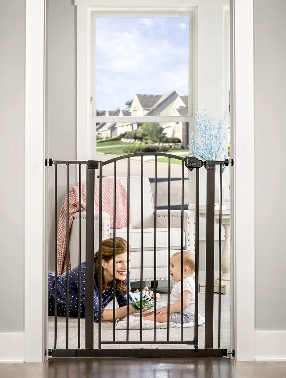 Regalo Home Accents Extra Tall Gate, Includes Two 4-Inch Extension Kit, Extends to 39.5", Includes 4 Pack Pressure Mount Kit and 4 Pack Wall Mount Kit, Bronze