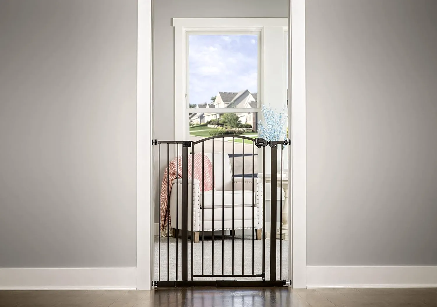 Regalo Home Accents Extra Tall Gate, Includes Two 4-Inch Extension Kit, Extends to 39.5", Includes 4 Pack Pressure Mount Kit and 4 Pack Wall Mount Kit, Bronze