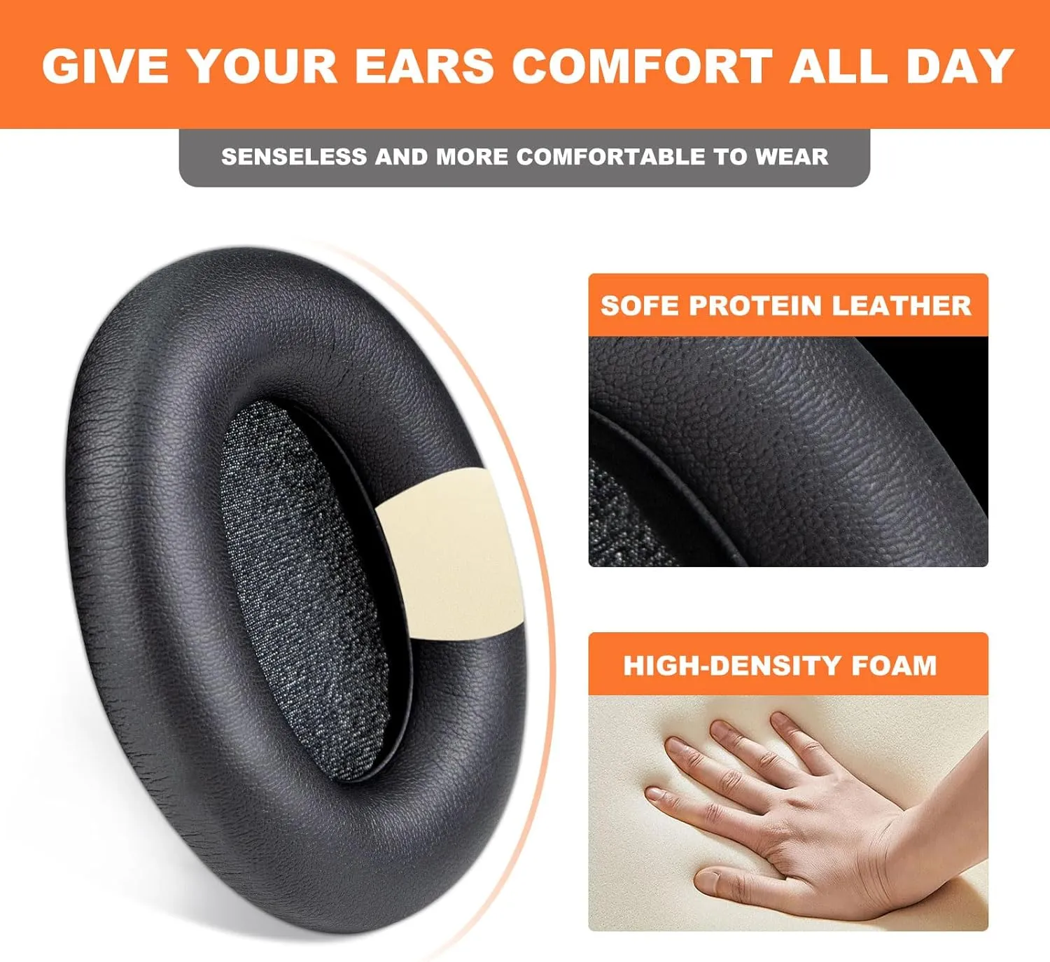 Replacement Earpads for Skullcandy Crusher ANC 2 Over-Ear Noise Canceling Wireless Headphones, Ear Pads Cushions with Noise Isolation Memory Foam,Closer to The Original (Black)