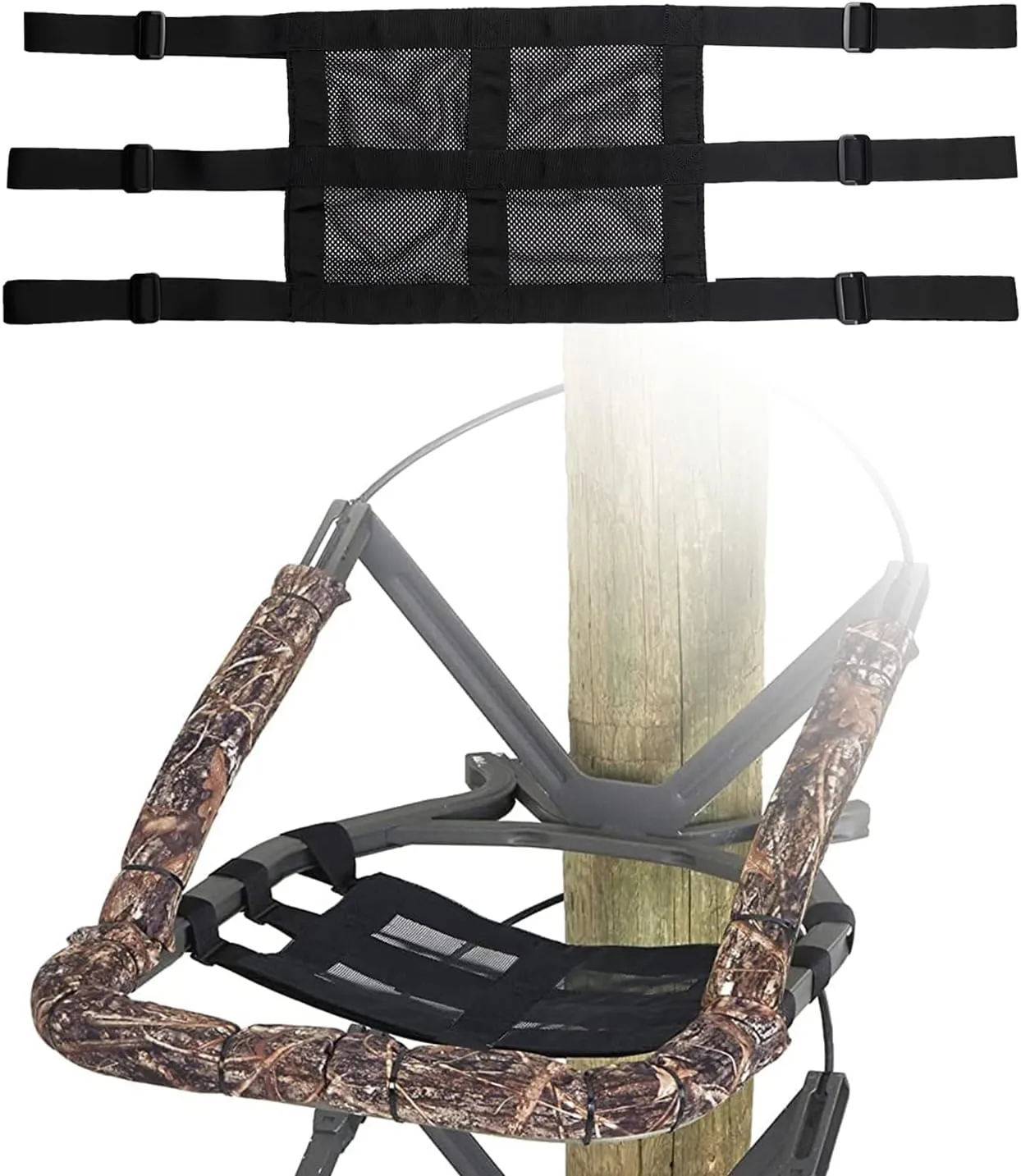 Replacement Treestand Seat Universal Tree Stand Seat Saddle Hunting Accessories 16"X12" Breathable Mesh Climbing Treestands Seats with Adjustable Strap