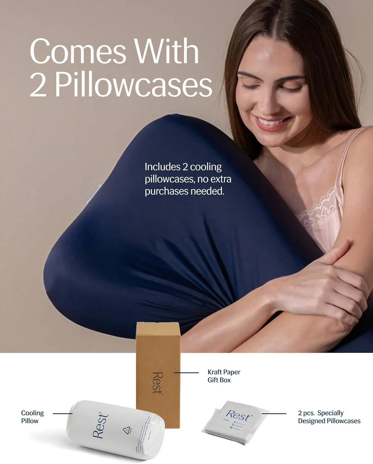 REST® Evercool® Cooling Pillow, Instant Cool-to-Touch Shell Fabric & Breathable Silicone Sponge Core for All-Night Temperature Regulation & Ergonomic Support, Medium Height, Light Blue