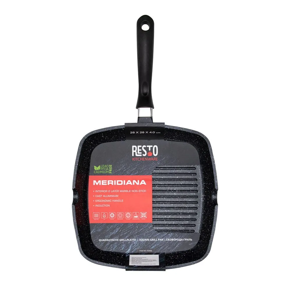 Resto Meridiana Non-Stick Grill Pan 28cm Black
