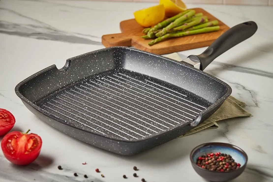 Resto Meridiana Non-Stick Grill Pan 28cm Black