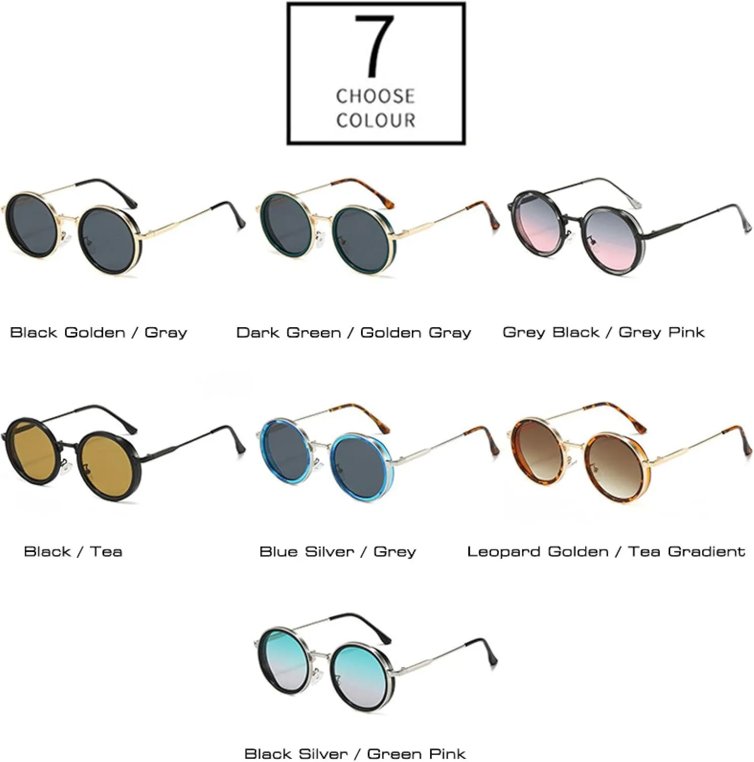 Retro Round Punk Women Sunglasses Fashion Gradient Shades Uv400 Men Sun Glasses
