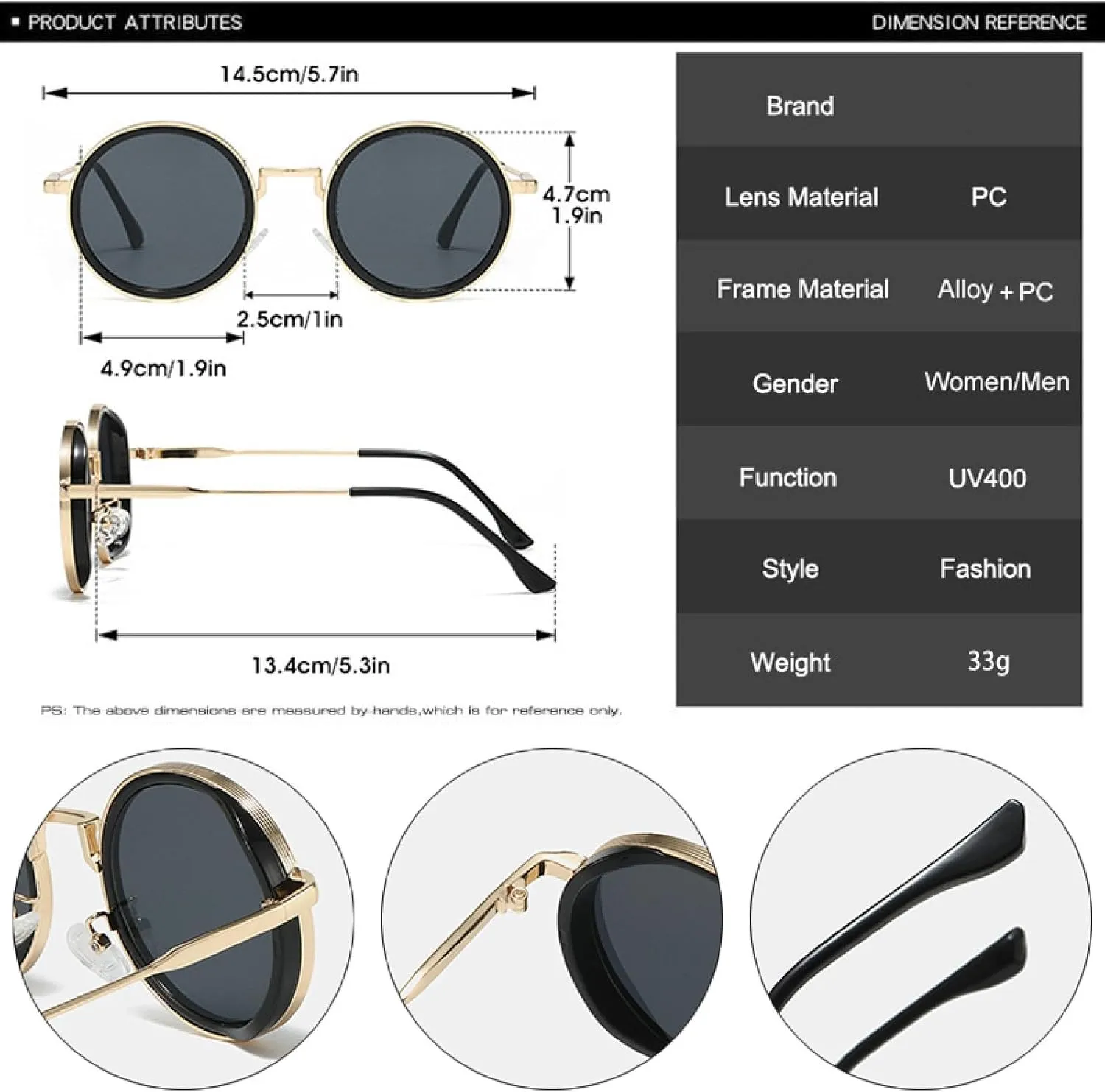 Retro Round Punk Women Sunglasses Fashion Gradient Shades Uv400 Men Sun Glasses