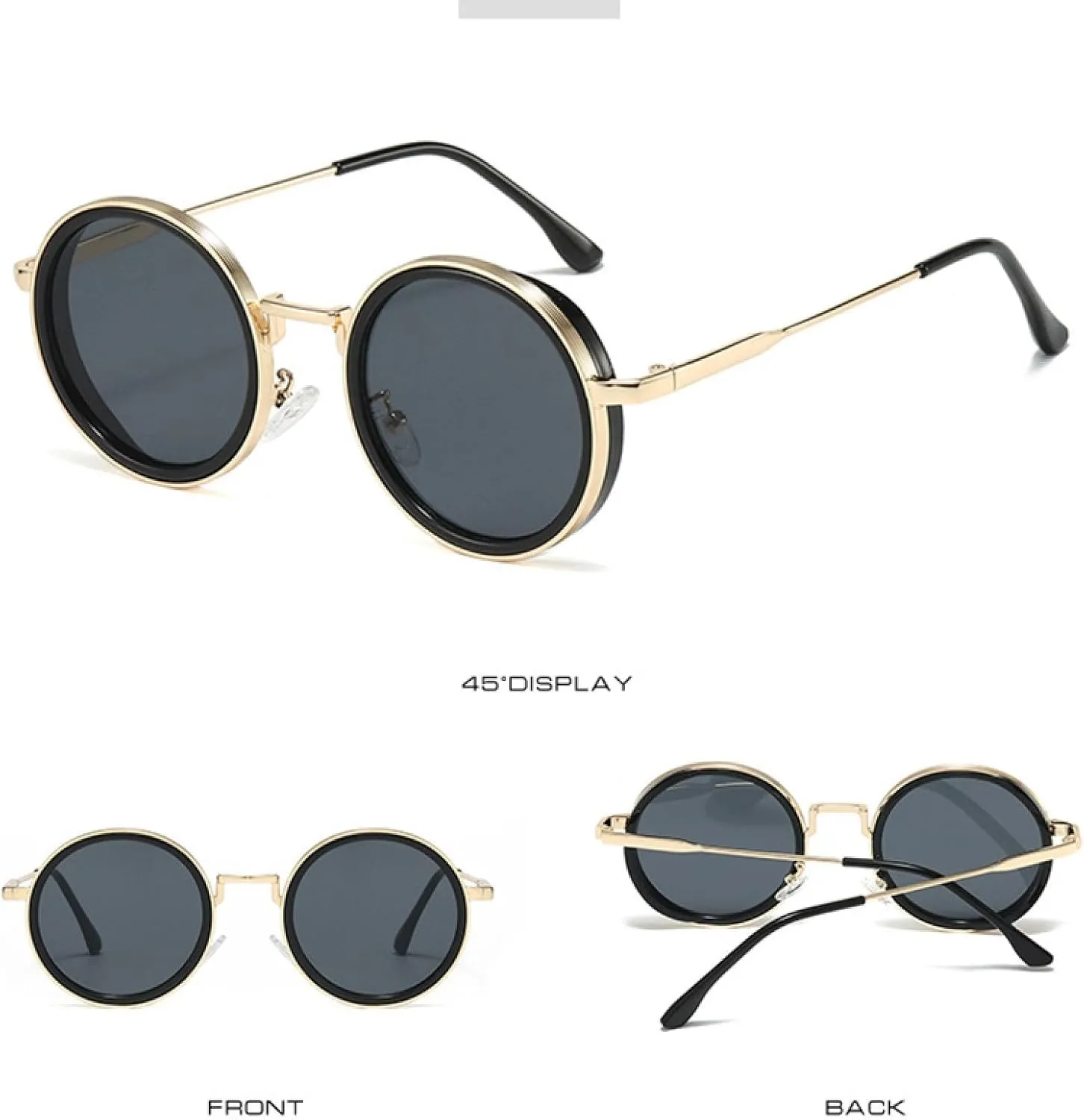 Retro Round Punk Women Sunglasses Fashion Gradient Shades Uv400 Men Sun Glasses