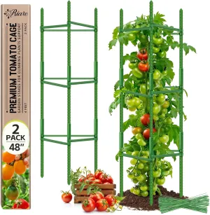 Riare 2 Pack 4 FT Tomato Cages for Garden- 48inches Heavy Duty Garden Stakes, Adjustable Tall Tomato Plant Support Tomato Trellis Cage for Pots, Raised Garden Bed, Climbing Vegetables Plants Flowers