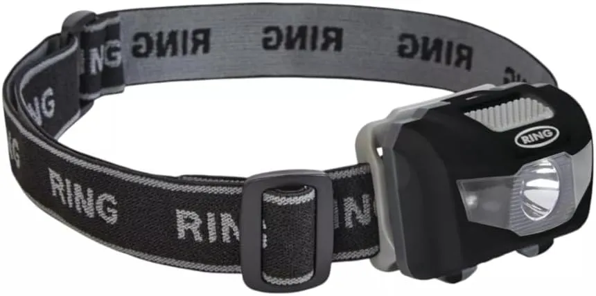 Ring LED Head Torch with 50 Lumen Light Output: Adjustable Straps & Torch for Focus & Comfort, Batteries Included