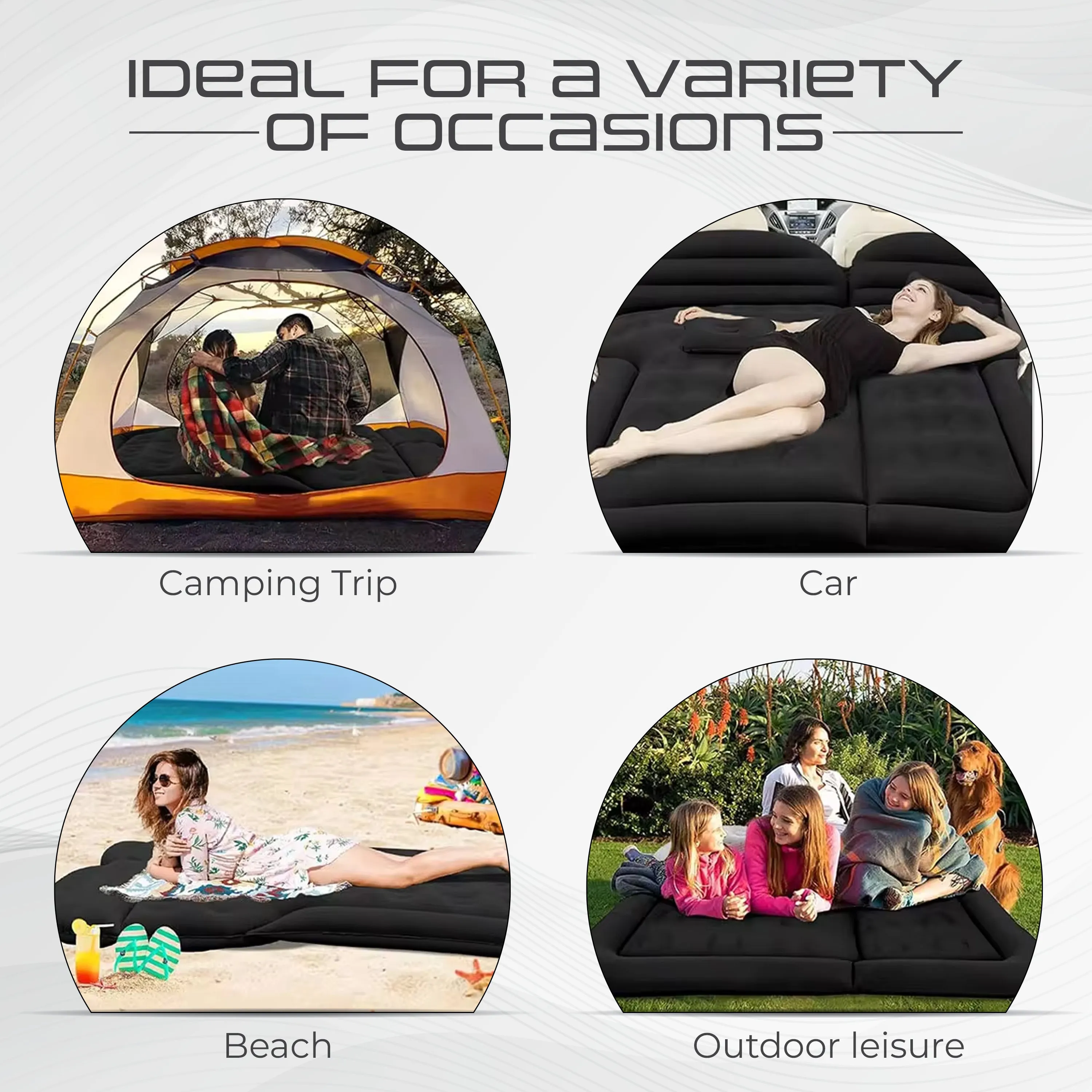 Robustt SUV Car Inflatable Bed (Incl. 2 Air Pillow & Air Pump) - Black