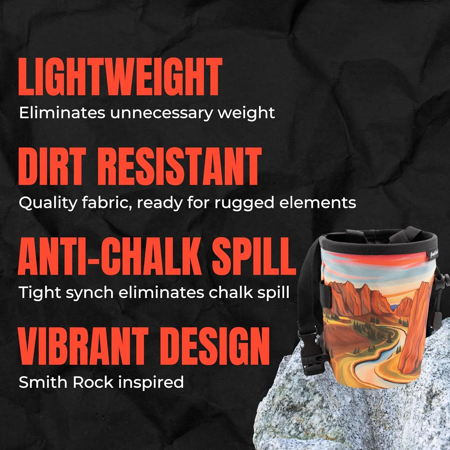 Rock Climbing Chalk Bag | for Outdoor, Gym, & Bouldering | Adjustable Waist Belt, Durable Drawstring Closure, & Zippered Pocket