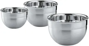 Rosle 15700 Stainless Steel 3 Piece Set for Mixing Prep Serving Bowls (1.7qt, 3.3qt, 5.7qt)