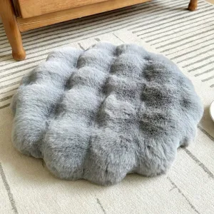 Round Chair Cushions Plush Chair Pads Memory Foam Seat Cushion Bubble Rabbit Fluff Seat Pad for Home Office Kitchen Dining Chairs (Gray, 18 inch)