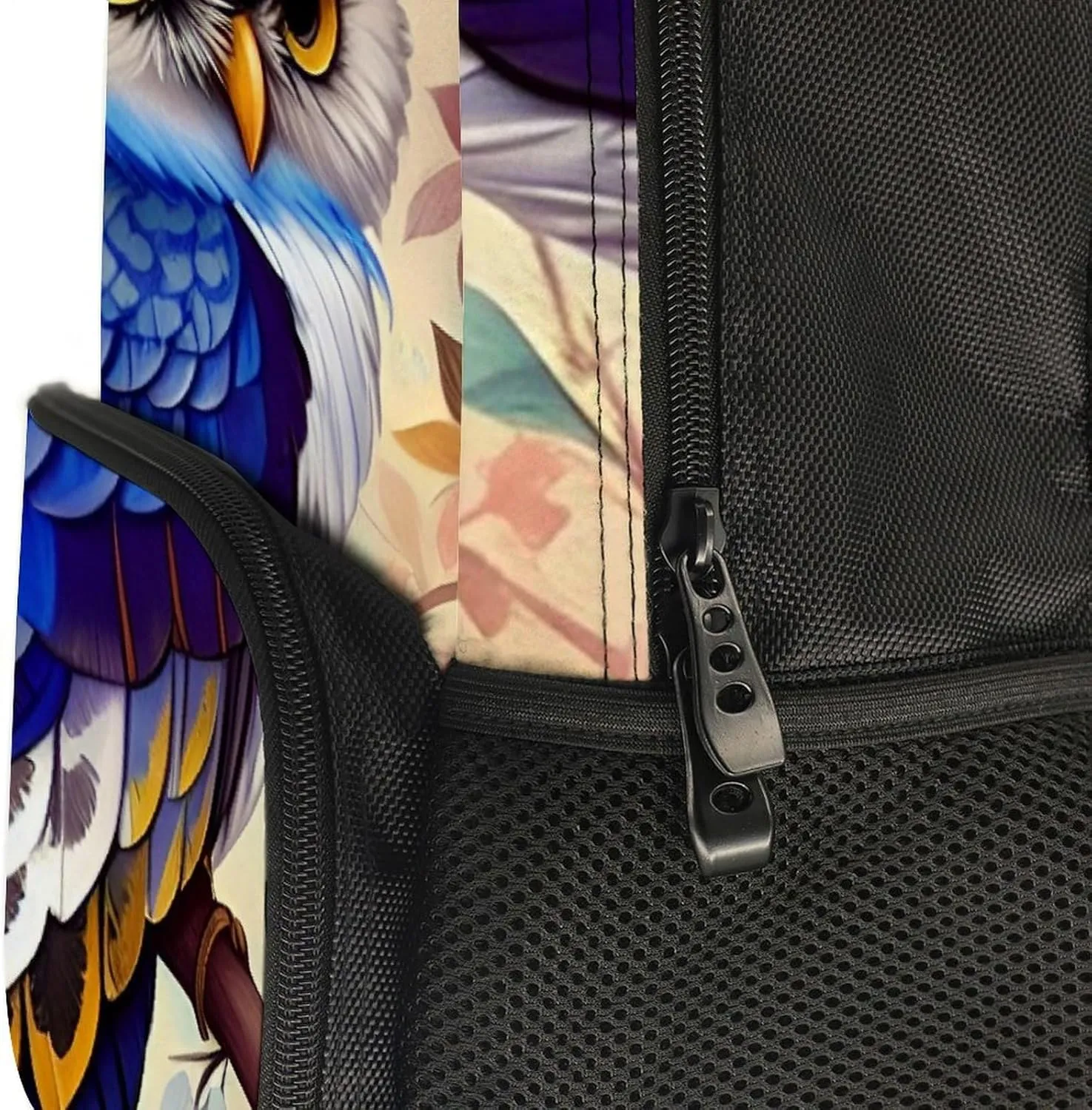 Rucksack Anti-Theft Multipurpose Large Capacity Carry On Bag - Blue Feather Owls Paintings Travel Hiking Bag & Day Pack With Side Pockets