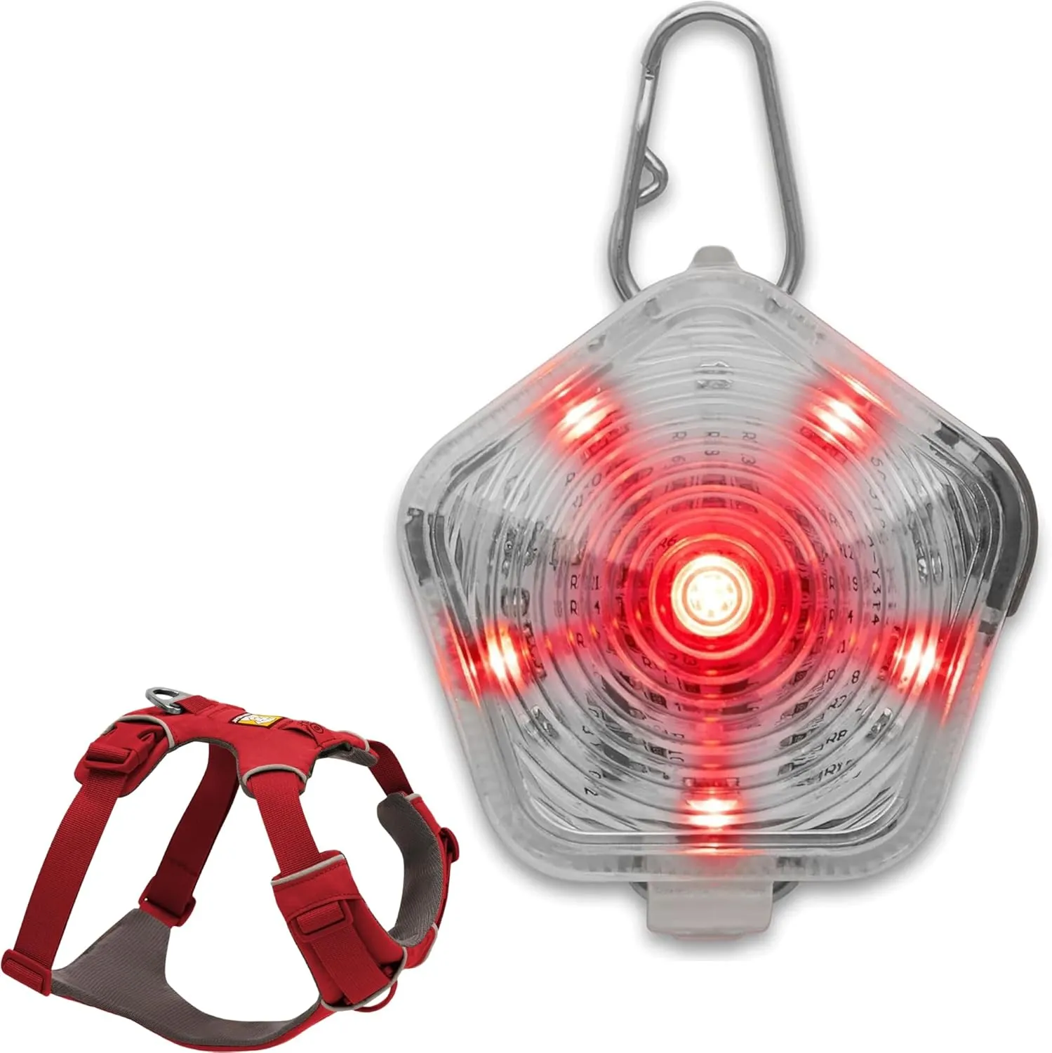 Ruffwear, Front Range Dog Harness & Beacon Light Bundle – No Pull Dog Harness with Rechargeable Light for Collar, Night Walking & Hiking, Adjustable Padded Vest, Red Canyon, XX-Small