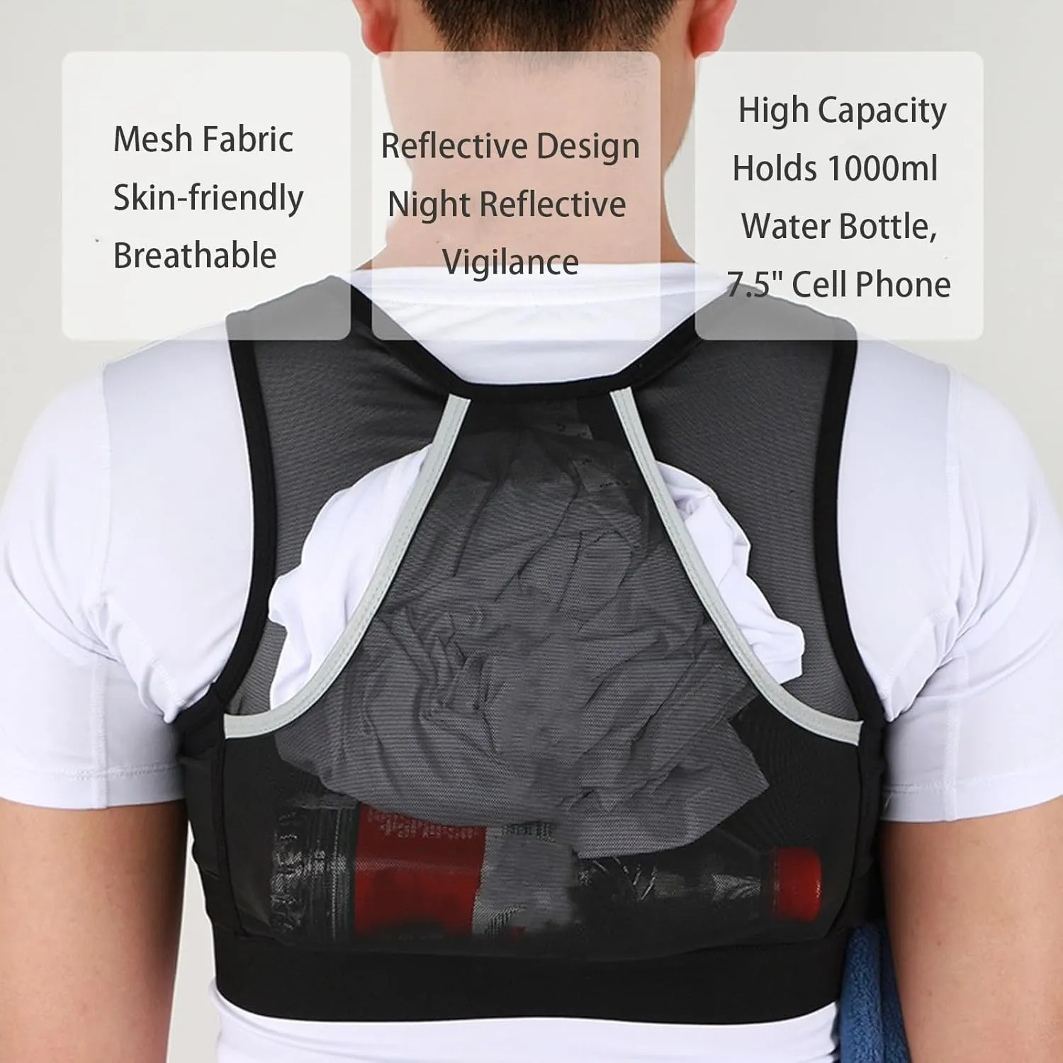 Running Vest for Men Women,Lightweight Breathable Backpack,Reflective Hydration Vest Bag