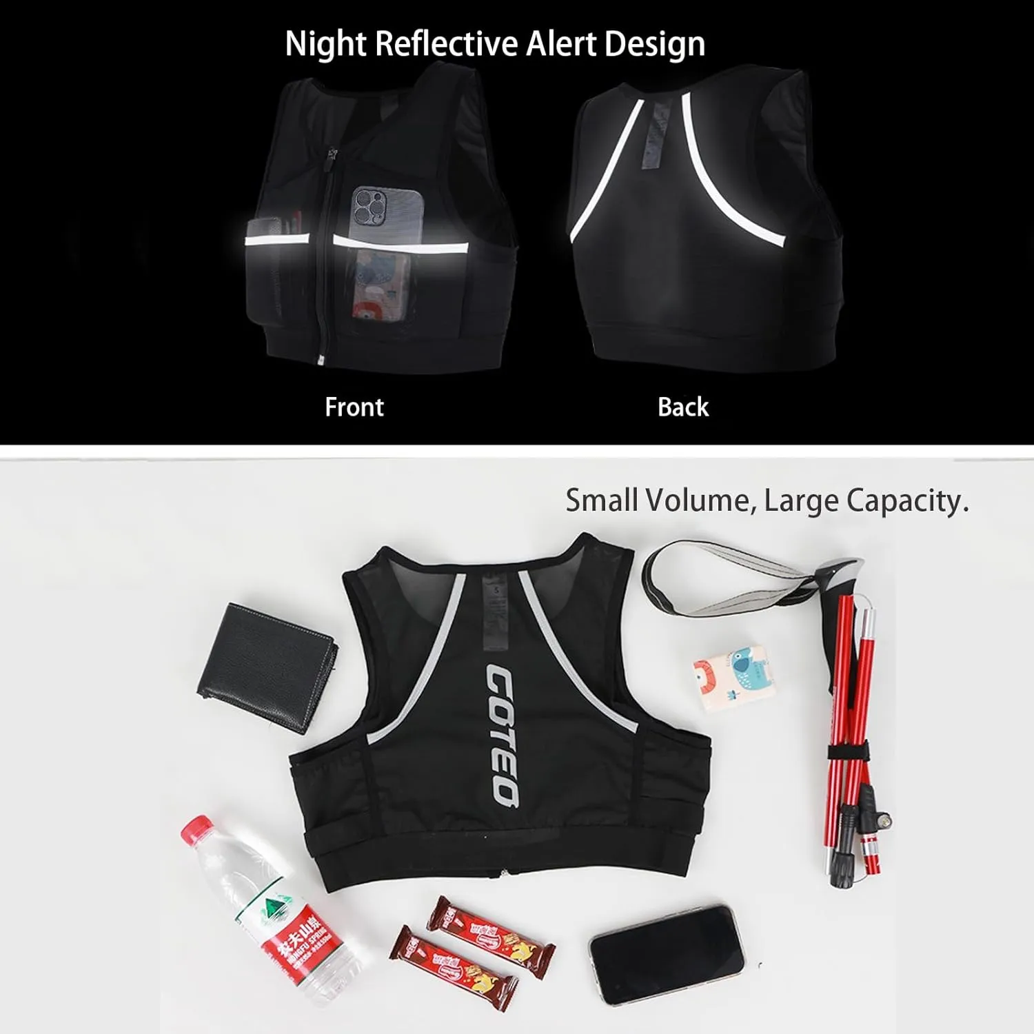 Running Vest for Men Women,Lightweight Breathable Backpack,Reflective Hydration Vest Bag