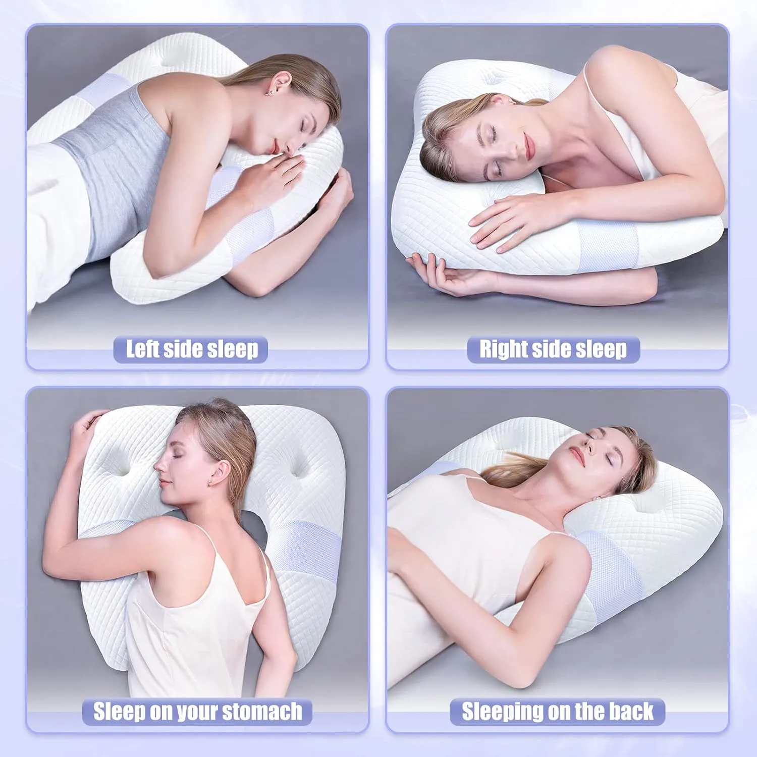 SAHEYER Side Sleeper Pillows for Adults, U Shaped Body Pillow for Pain Relief, Orthopedic Memory Foam Shoulder Pillow for Side,Stomach, Back, Arm with Removable Washable Cover (Upgraded Version),White