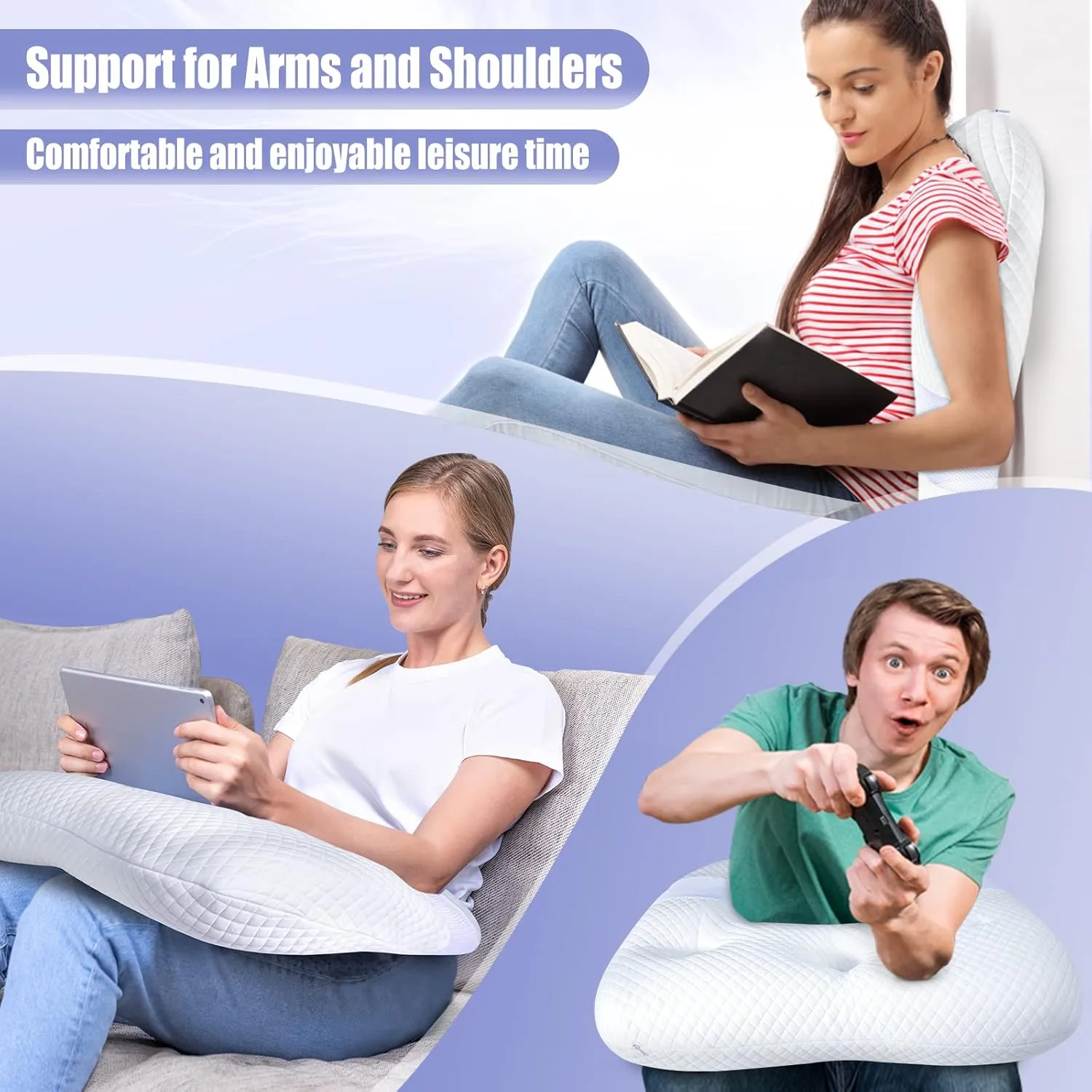 SAHEYER Side Sleeper Pillows for Adults, U Shaped Body Pillow for Pain Relief, Orthopedic Memory Foam Shoulder Pillow for Side,Stomach, Back, Arm with Removable Washable Cover (Upgraded Version),White