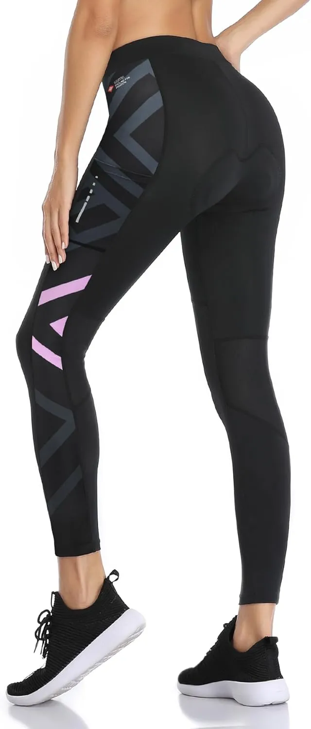 Santic Women's Cycling Pants High Waist 4D Padded Capris 7/8 Bike Bicycle Tights