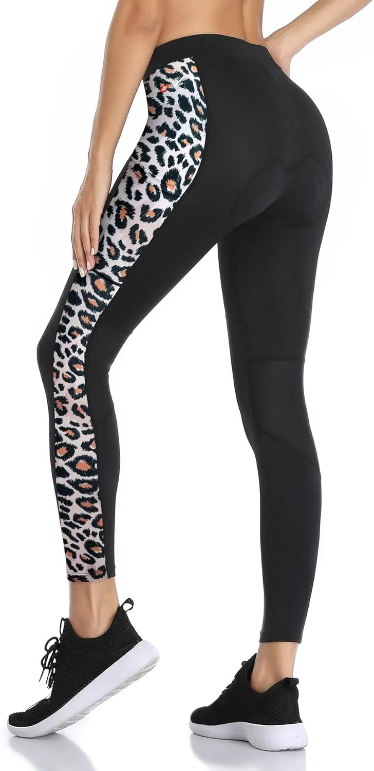 Santic Women's Cycling Pants High Waist 4D Padded Capris 7/8 Bike Bicycle Tights