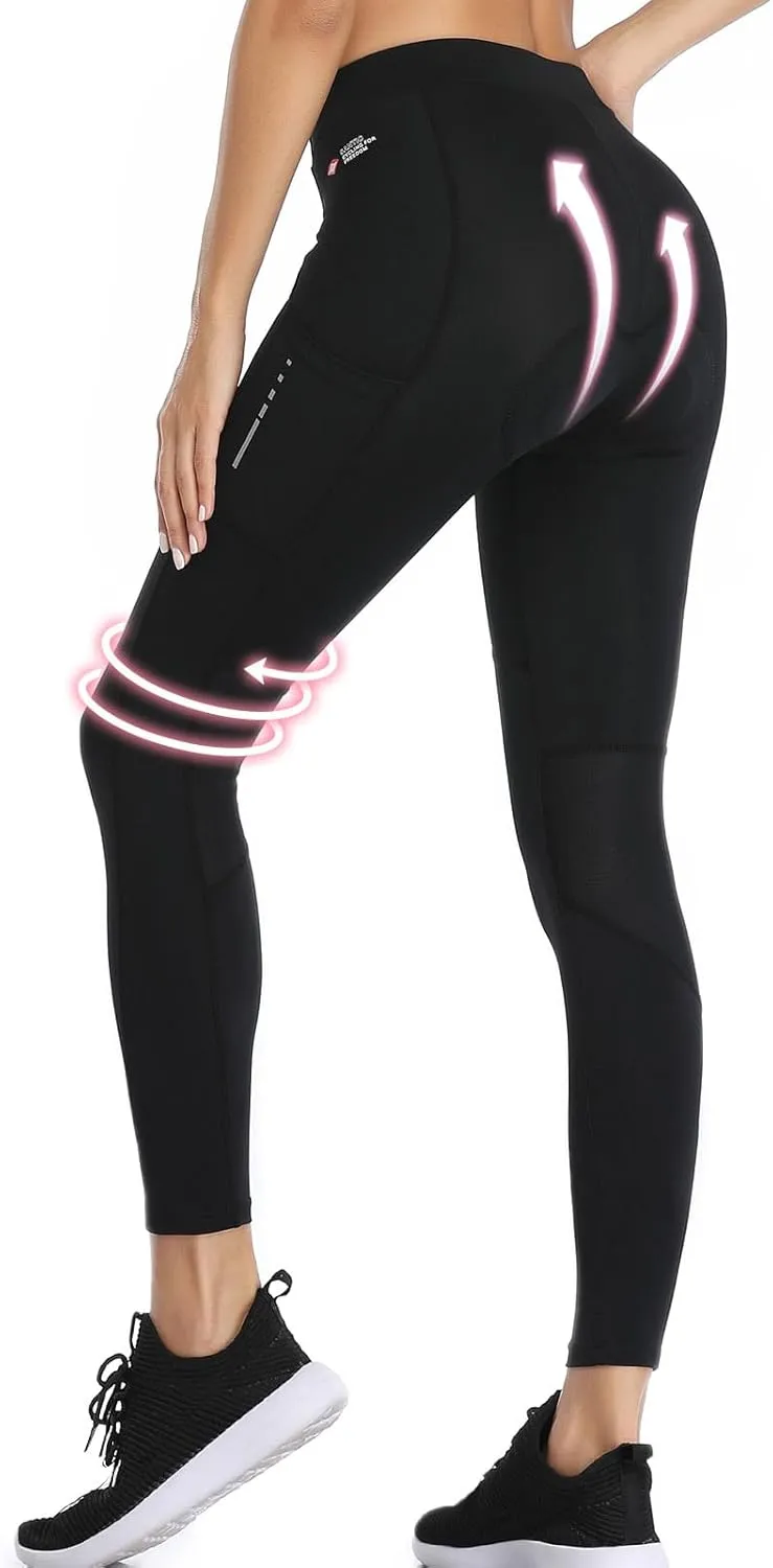 Santic Women's Cycling Pants High Waist 4D Padded Capris 7/8 Bike Bicycle Tights