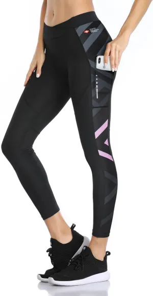 Santic Women's Cycling Pants High Waist 4D Padded Capris 7/8 Bike Bicycle Tights