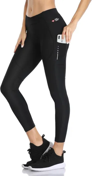 Santic Women's Cycling Pants High Waist 4D Padded Capris 7/8 Bike Bicycle Tights