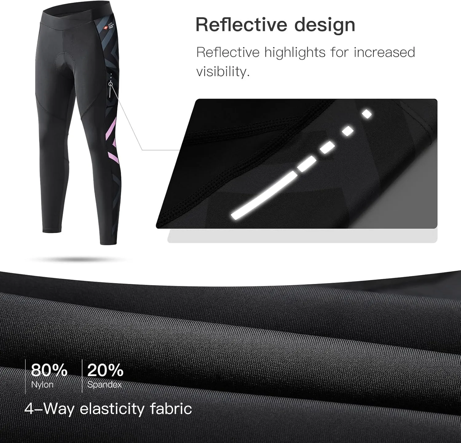 Santic Women's Cycling Pants High Waist 4D Padded Capris 7/8 Bike Bicycle Tights