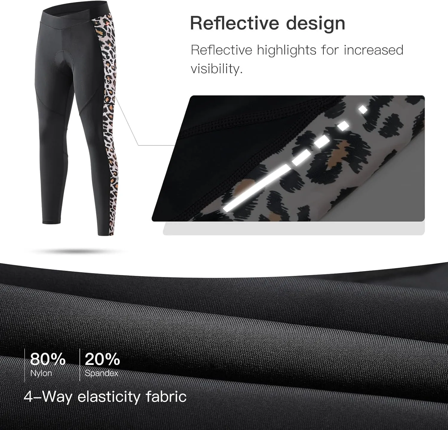 Santic Women's Cycling Pants High Waist 4D Padded Capris 7/8 Bike Bicycle Tights