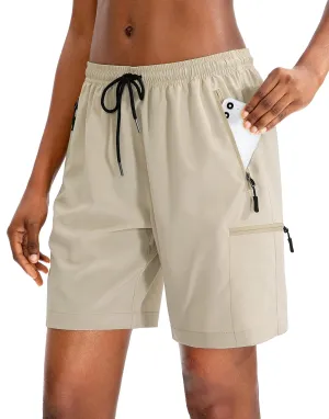 SANTINY Women's 5''/ 7''/9'' Hiking Cargo Shorts Quick Dry Lightweight Summer Shorts for Women Athletic Golf Zipper Pockets