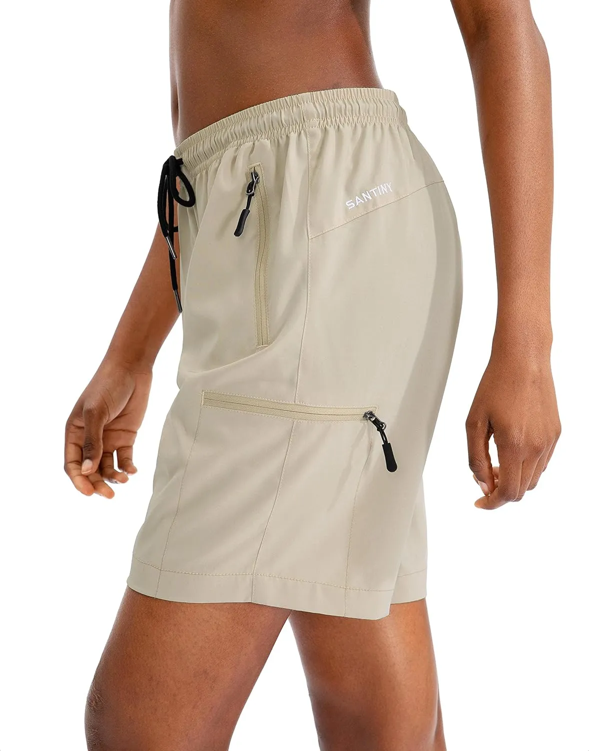 SANTINY Women's 5''/ 7''/9'' Hiking Cargo Shorts Quick Dry Lightweight Summer Shorts for Women Athletic Golf Zipper Pockets